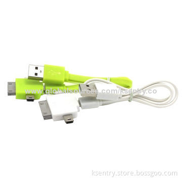 Flat Noodle TEP Material Top Quality 4-in -1 USB Data Cables for iPhone